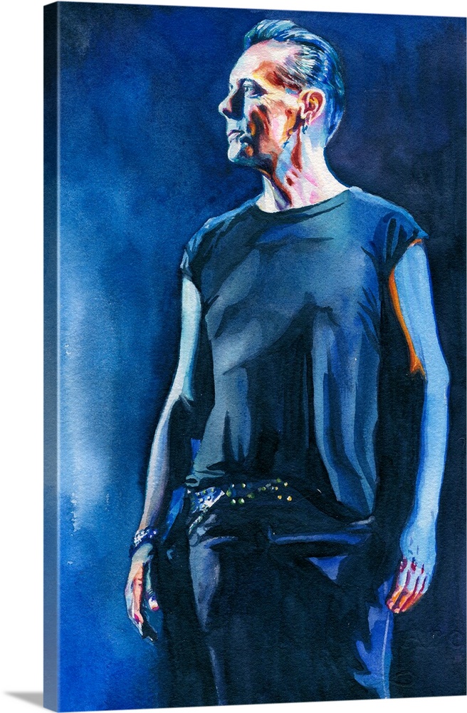 Watercolor painting of Larry Mullen Jr created for atu2.com 2017.