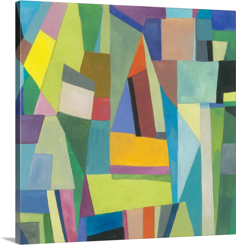 One painting in a series of geometric abstracts in various colors depicting the artist's interpretation of well-known cities.