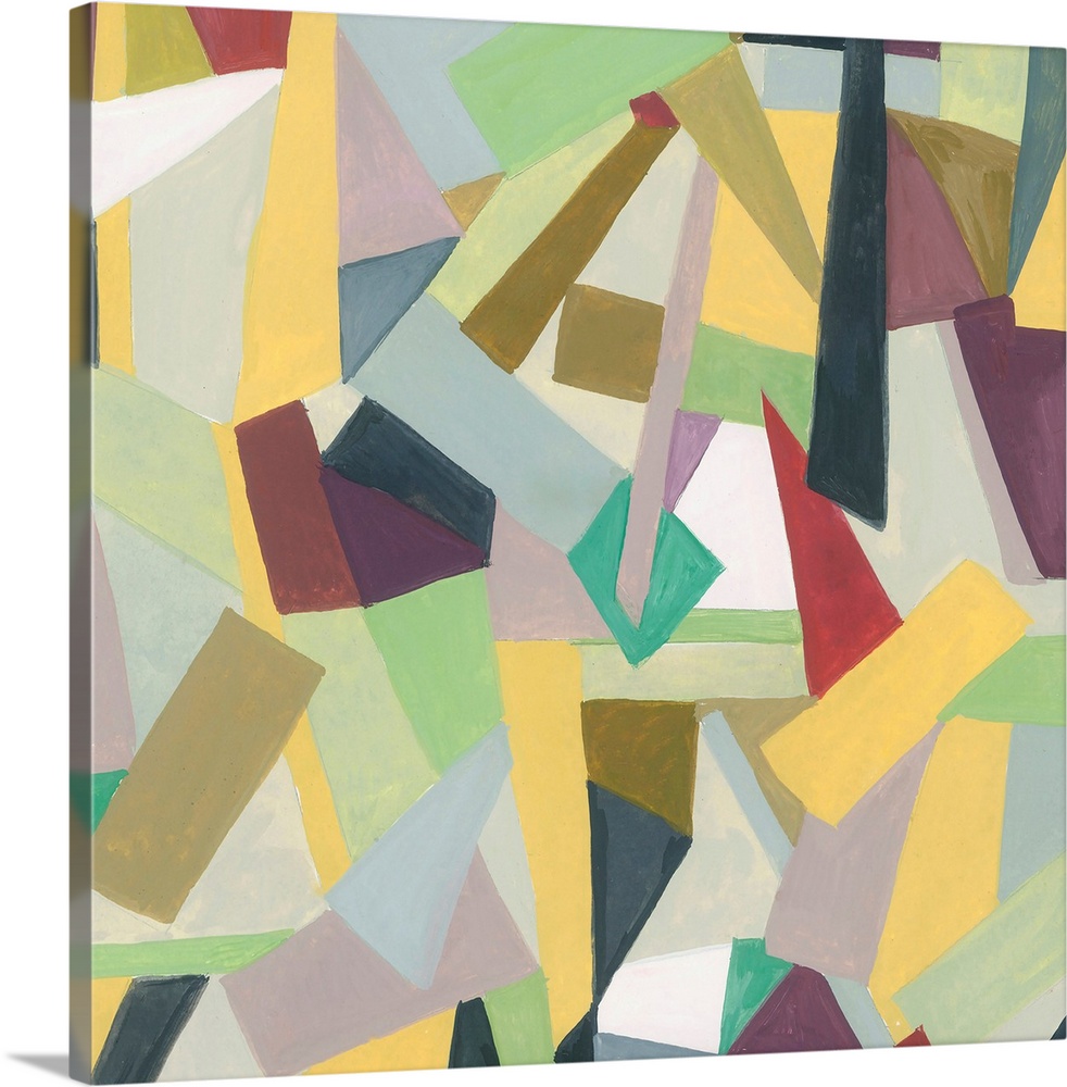 One painting in a series of geometric abstracts with muted colors depicting the artist's interpretation of well-known cities.