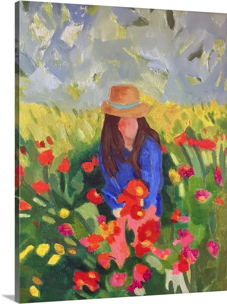 Self-Portrait With Zinnias