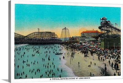 A Typical Bathing Scene at Long Beach, CA