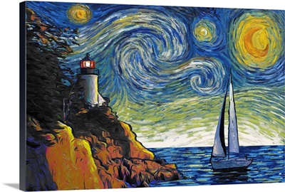 Acadia National Park  - Bass Harbor Lighthouse - Starry Night National Park Series