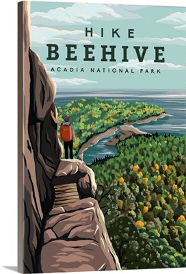 Acadia National Park, Hike Beehive Loop: Retro Travel Poster