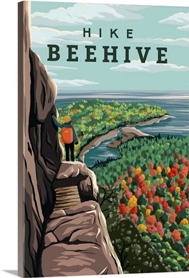 Acadia National Park, Maine - Hike Beehive - Fall - Illustration