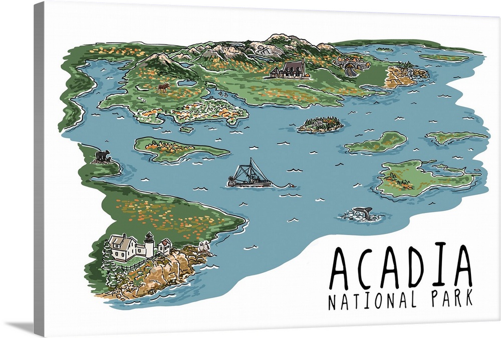 Acadia National Park, Maine - Line Drawing