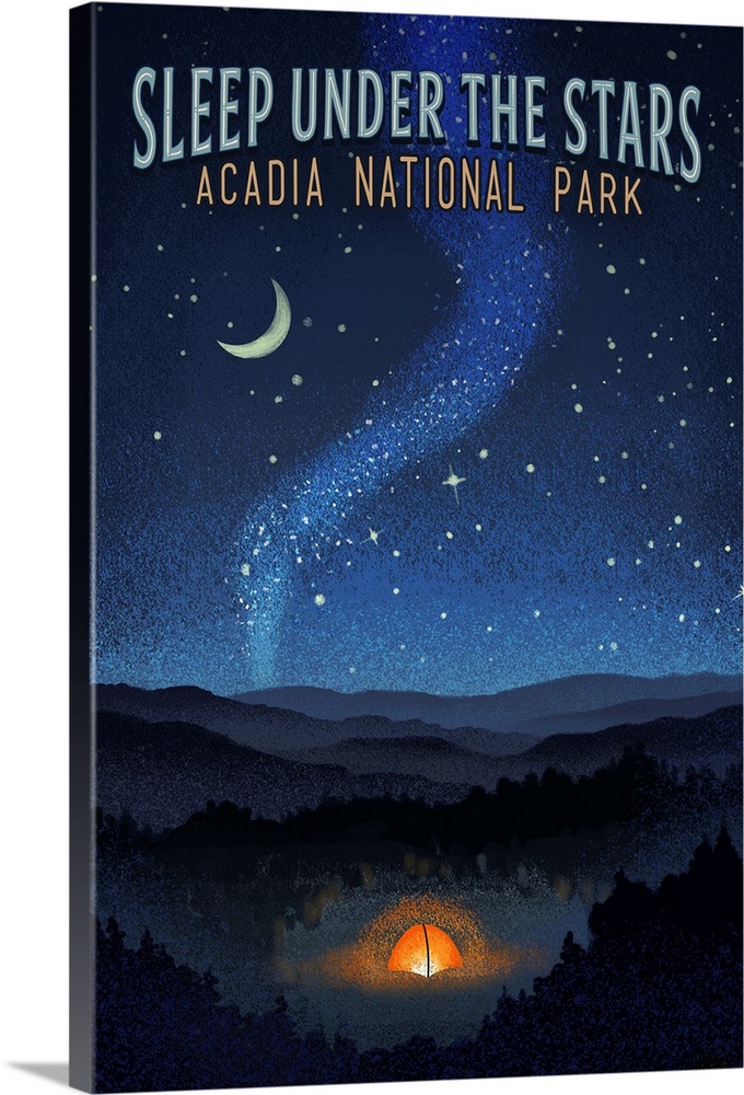 Acadia National Park, Sleep Under The Stars: Retro Travel Poster