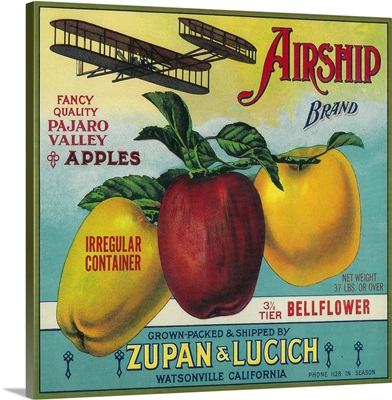Airship Apple Crate Label, Watsonville, CA