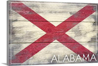 Alabama State Flag on Wood