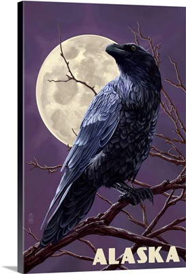 Alaska, Raven and Moon Purple Sky
