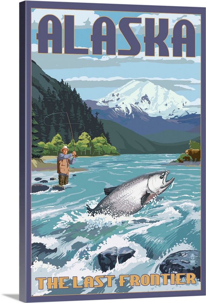 Alaska - Salmon Fisherman: Retro Travel Poster