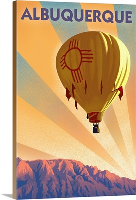 Albuquerque, New Mexico - Hot Air Balloon - Lithograph