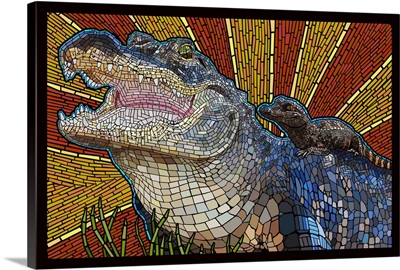 Alligator - Paper Mosaic: Retro Poster Art