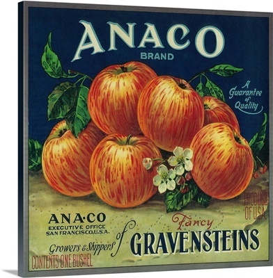 Anaco Apple Crate Label, San Francisco, CA