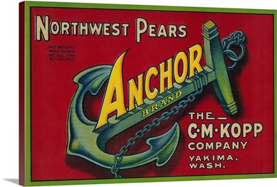 Anchor Pear Crate Label, Yakima, WA