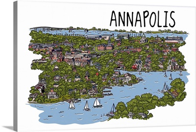Annapolis, Maryland - Line Drawing