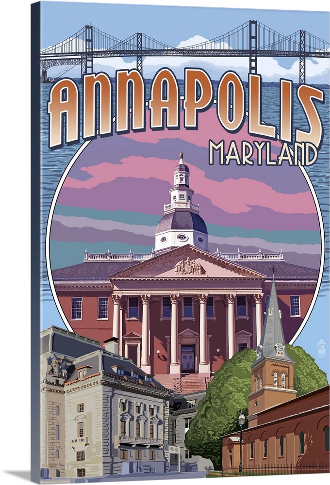 Annapolis, Maryland - Montage: Retro Travel Poster