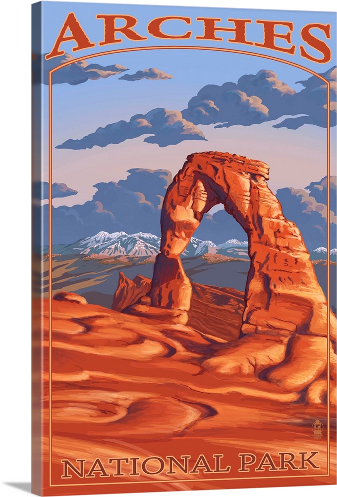 Arches National Park, Utah - Delicate Arch: Retro Travel Poster