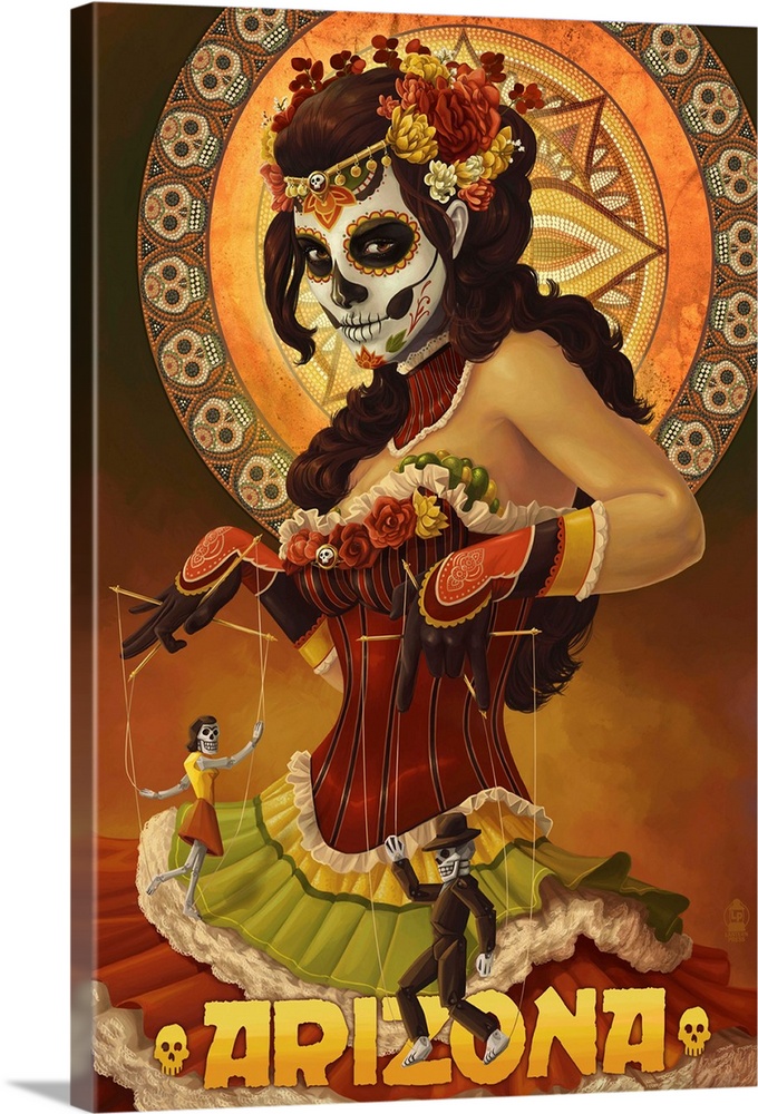 Arizona - Day of the Dead Marionettes: Retro Travel Poster
