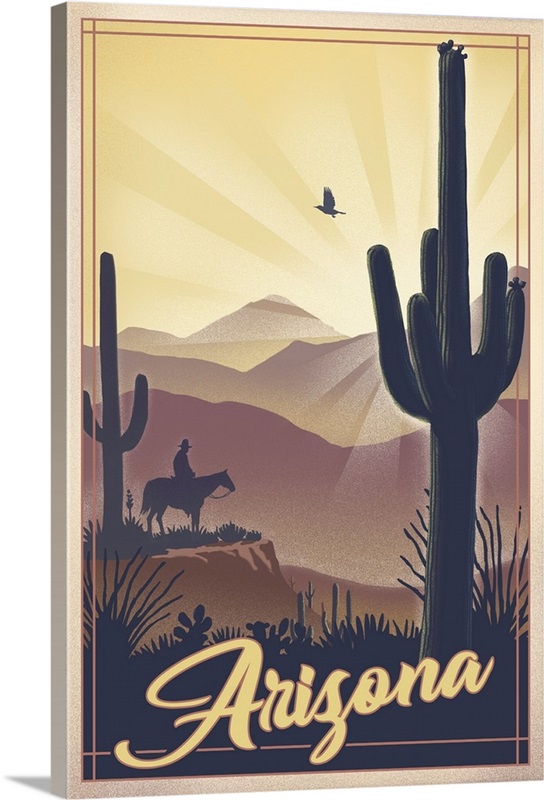 Arizona - Desert Scene - Lithograph Wall Art, Canvas Prints, Framed ...