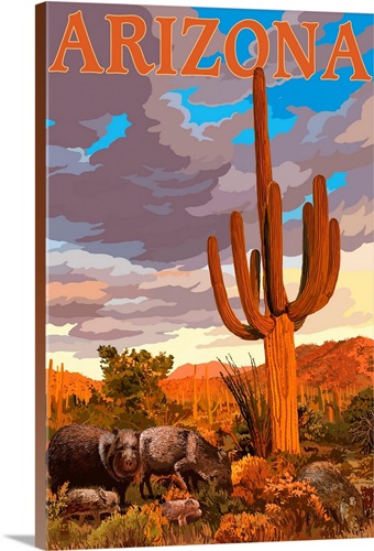 Arizona, Javelina and Cactus Wall Art, Canvas Prints, Framed Prints ...