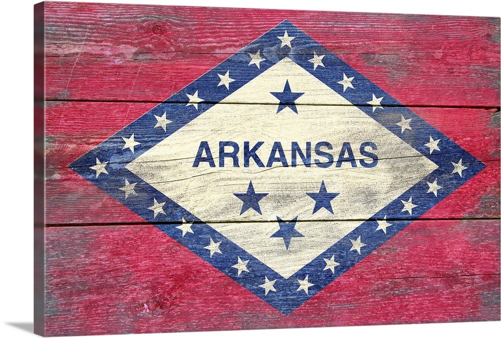 Arkansas State Flag, Barnwood Painting Wall Art, Canvas Prints, Framed ...