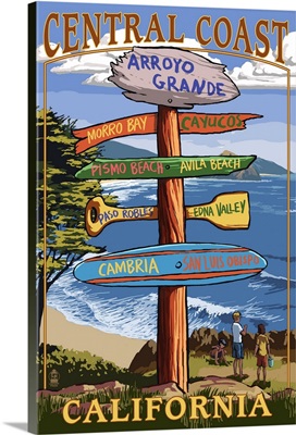 Arroyo Grande, California - Destination Sign: Retro Travel Poster