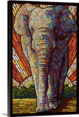Asian Elephant - Paper Mosaic: Retro Poster Art