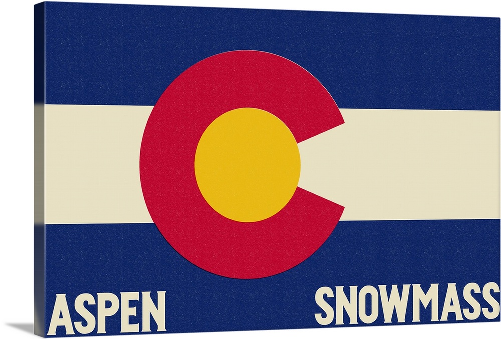 Aspen - Snowmass, Colorado State Flag: Retro Travel Poster
