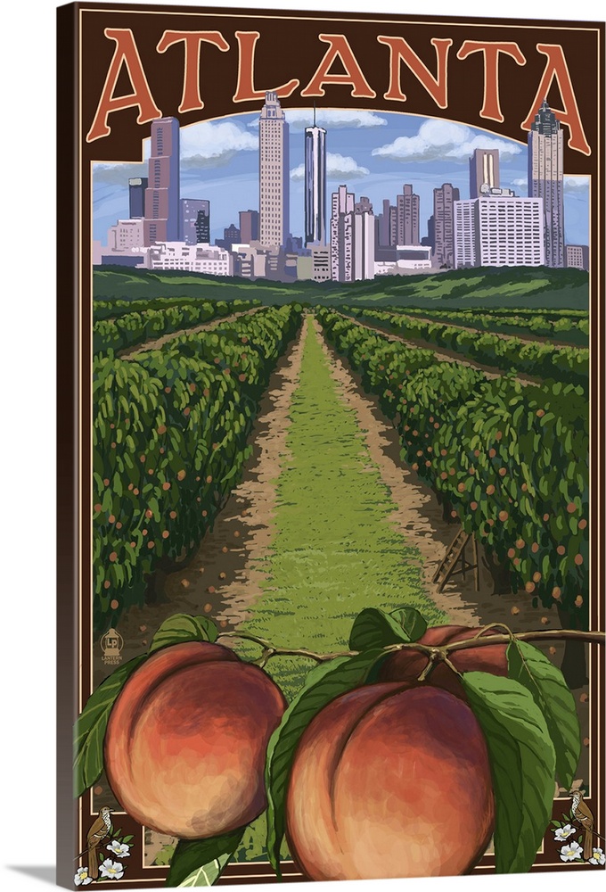 Atlanta, Georgia - Peaches: Retro Travel Poster
