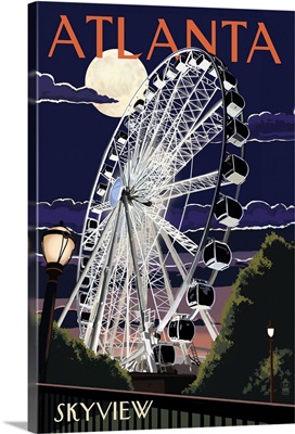 Atlanta, Georgia - Skyview Wheel: Retro Travel Poster