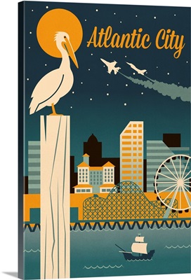 Atlantic City, New Jersey - Retro Skyline Classic Series
