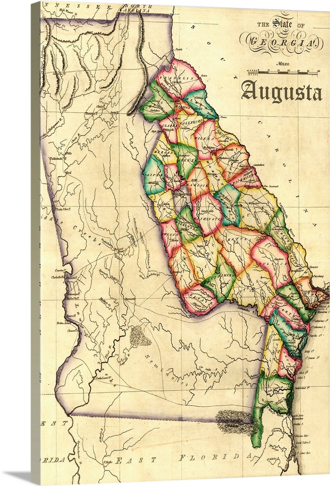 Augusta, Georgia, Vintage Map