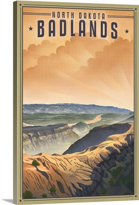 Badlands, Natural Landscape: Retro Travel Poster