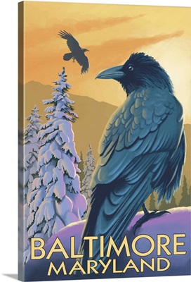 Baltimore, Maryland - Raven: Retro Travel Poster