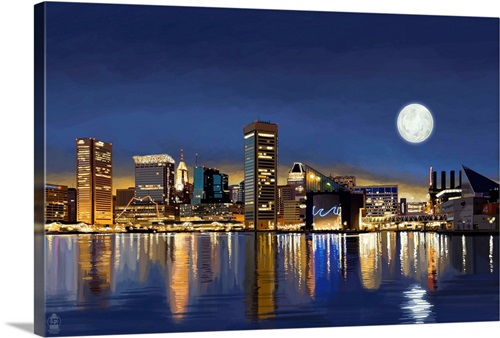 Baltimore, Maryland, Skyline at Night