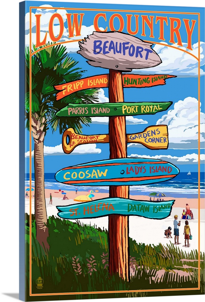 Beaufort, South Carolina - Sign Destinations: Retro Travel Poster