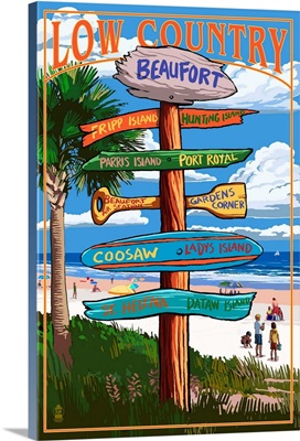 Beaufort, South Carolina - Sign Destinations: Retro Travel Poster