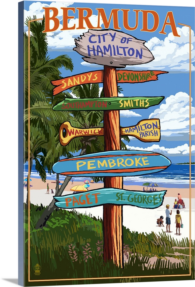 Bermuda - Sign Destinations: Retro Travel Poster