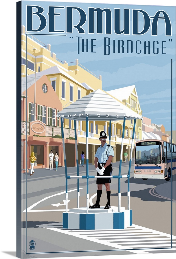 Bermuda - The Birdcage: Retro Travel Poster