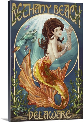 Bethany Beach, Delaware - Mermaid: Retro Travel Poster