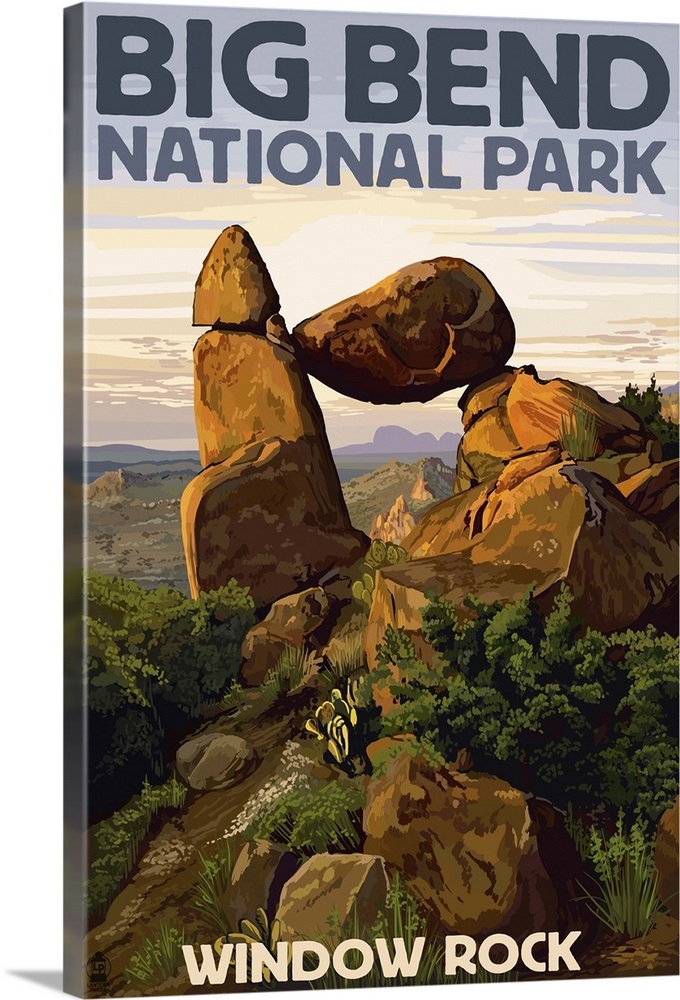 Big Bend National Park, Texas - Window Rock: Retro Travel Poster Wall
