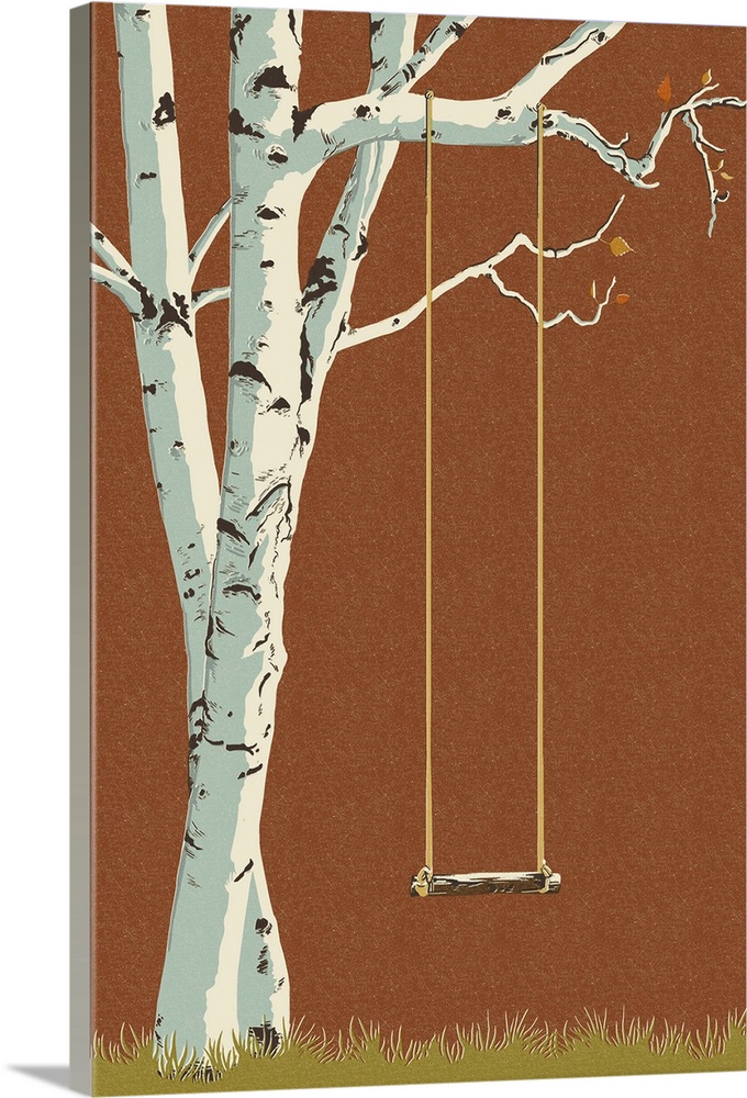 Birch Tree - Letterpress: Retro Travel Poster