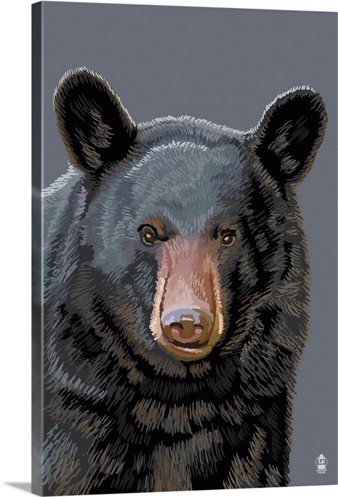 Black Bear Up Close: Retro Poster