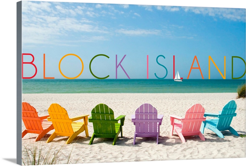 Block Island, Rhode Island, Colorful Beach Chairs