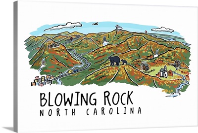 Blowing Rock, North Carolina - Line Drawing - Fall