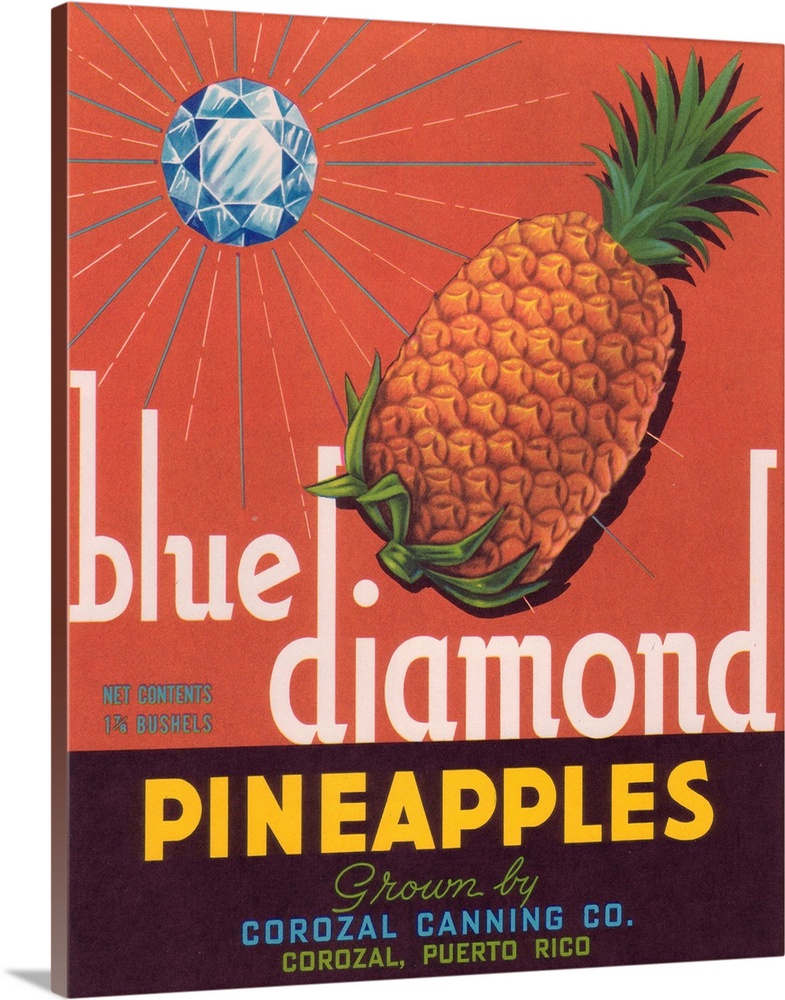 Blue Diamond Pineapple Label, Corozal, PR