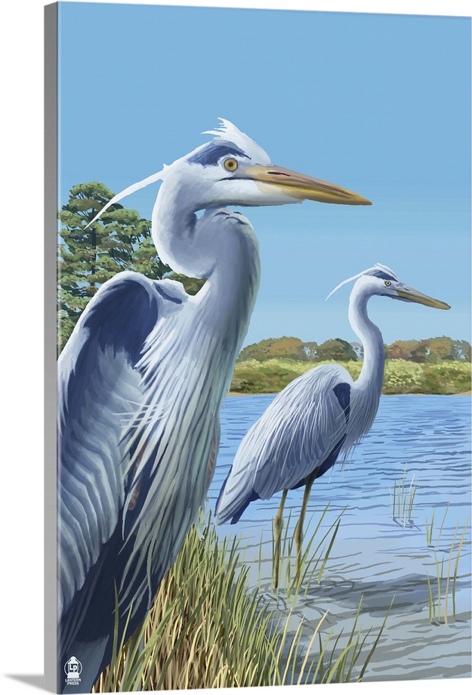 Blue Herons (East Coast): Retro Poster Art