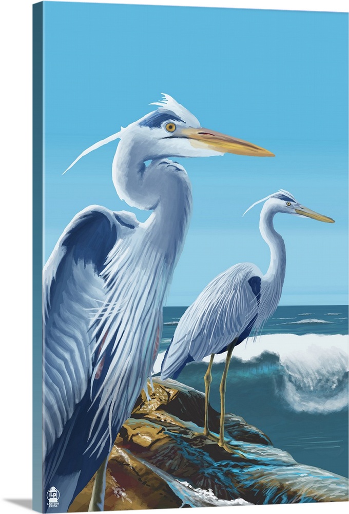 Blue Herons (West Coast): Retro Poster