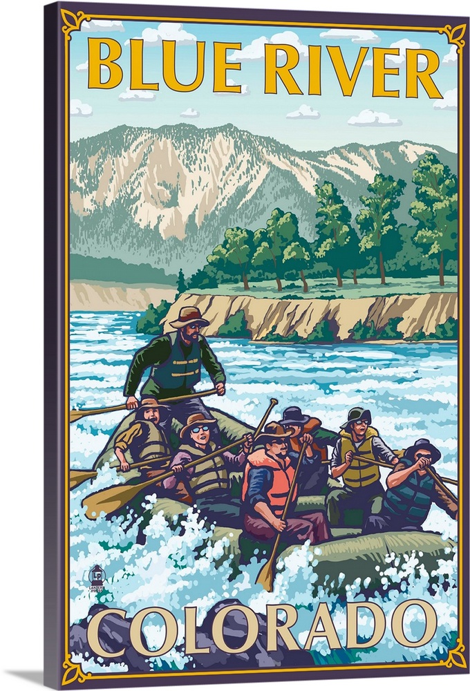 Blue River, Colorado - River Rafting: Retro Travel Poster