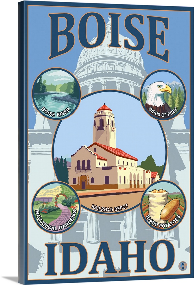 Boise, Idaho: Retro Travel Poster